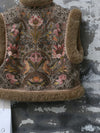 INTO THE EAST 25 Autumn/Winter Sheepskin and Tussah Silk Printed Vest ITE-E1DGAW012GR21VE-LV Green